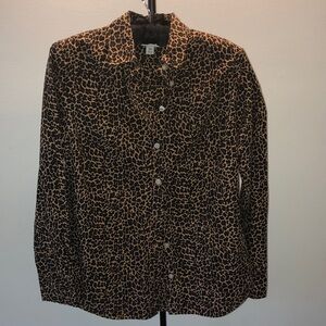 J. Crew Black and Brown Leopard-Print Button Front Shirt